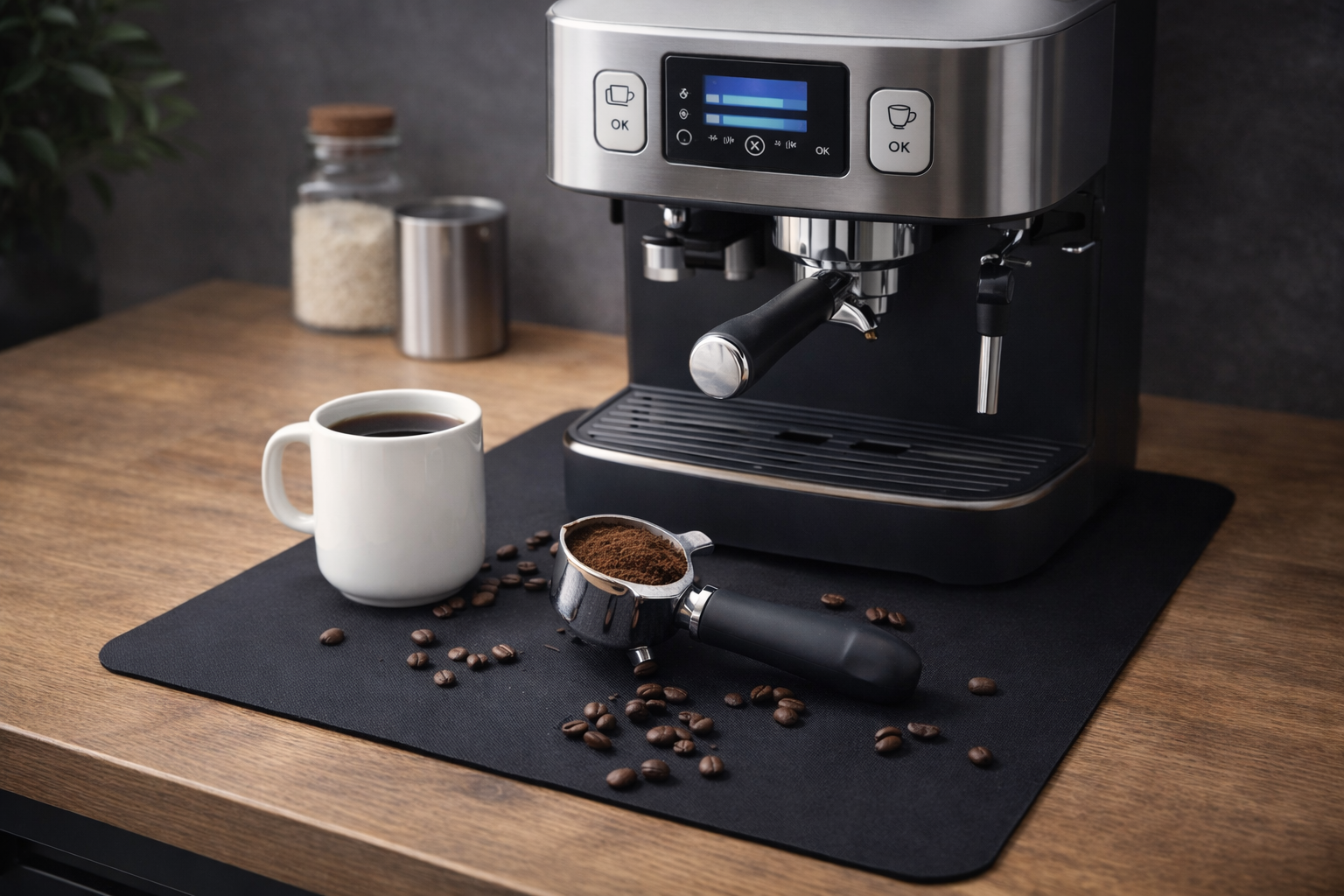 Strabella Coffee Bar Mat - Super Absorbent Coffee Mat, Quick Dry, Non-Slip in Dark Gray